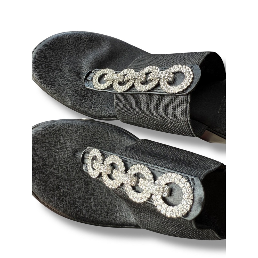 Lauren Blakwell Seleste Jeweled Wedge Sandals Comfort Slides Size 7 Black - Picture 6 of 16